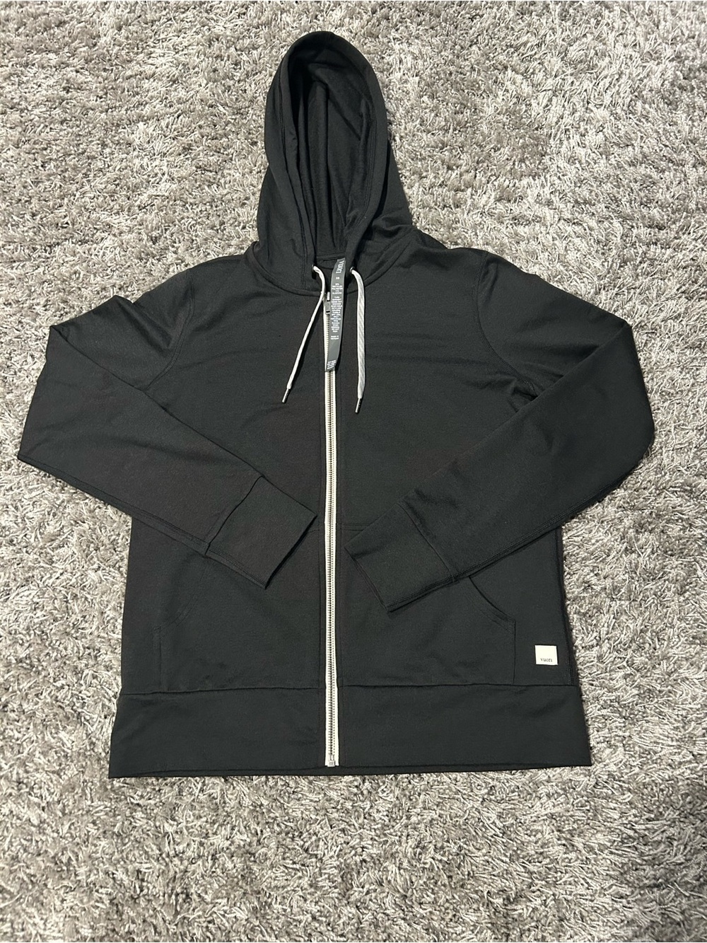 Vuori Black Full-Zip Hooded Sweatshirt
